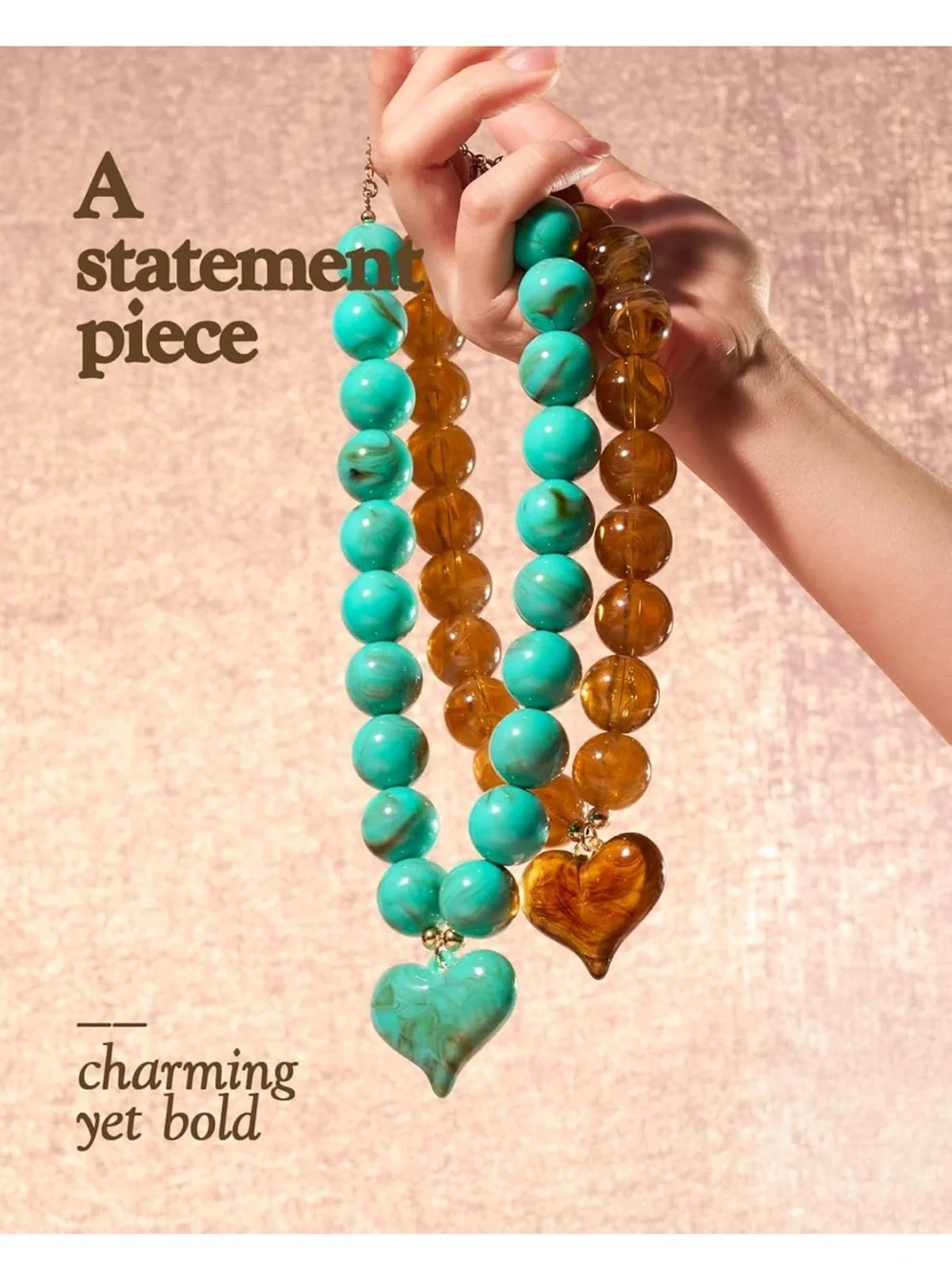 Anthropologie Turquoise Beaded Heart Necklace